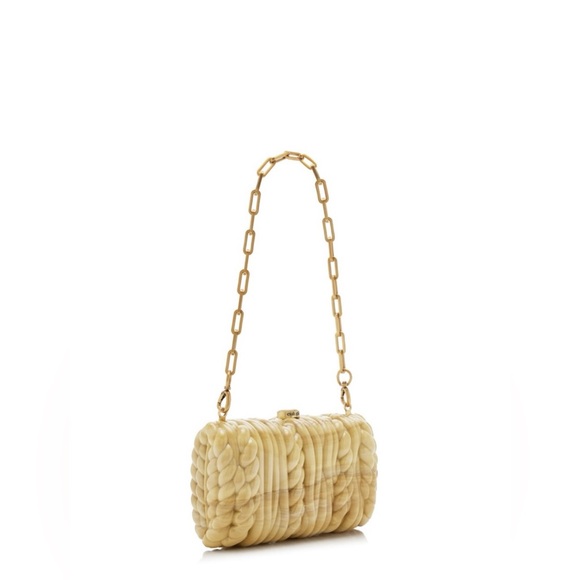 cult gaia Handbags - Cult Gaia Helene Clutch Cream Quilted Chain-Handle Shoulder Bag